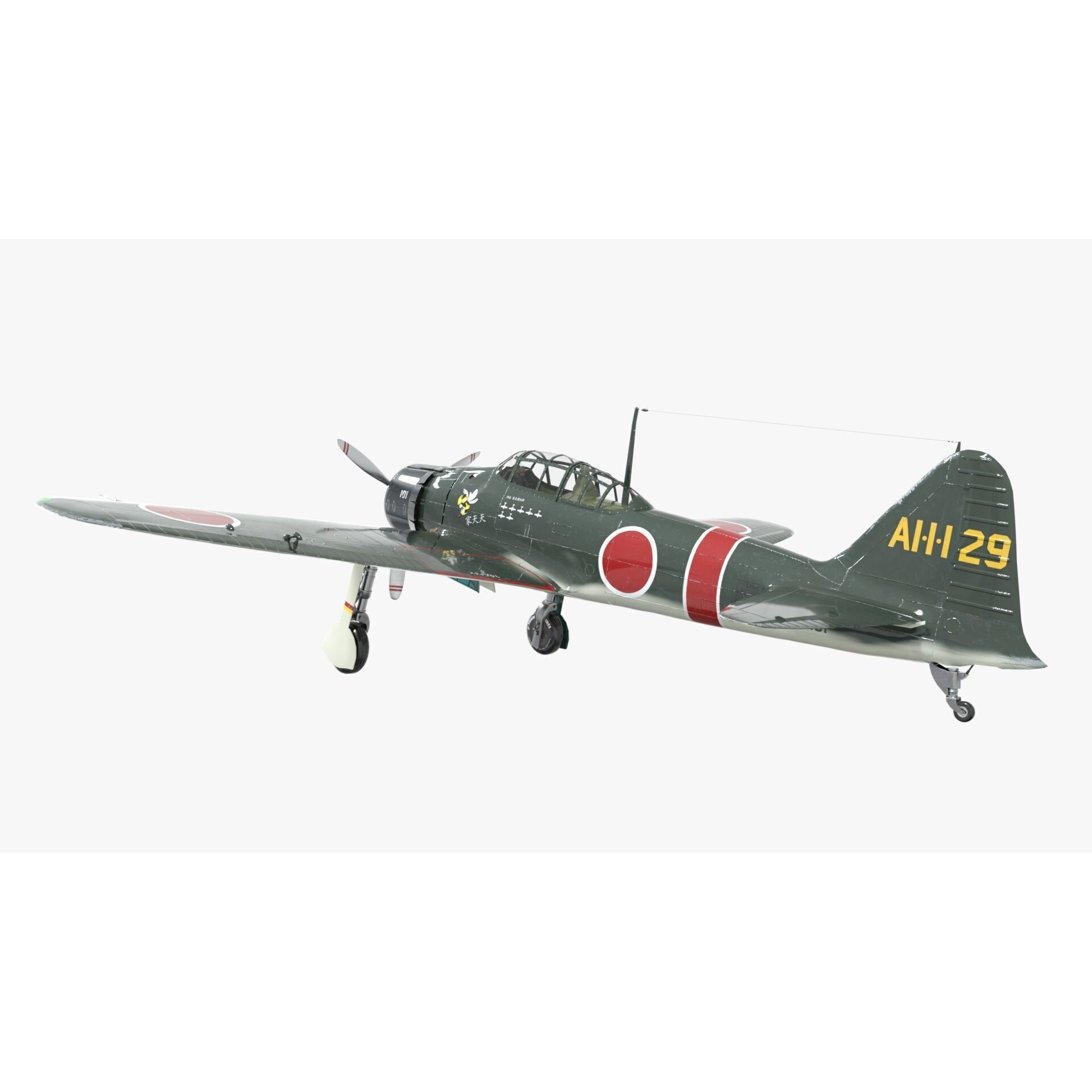 Mitsubishi A6M Zero - Low-Poly Game-Ready 3D Model - View 14