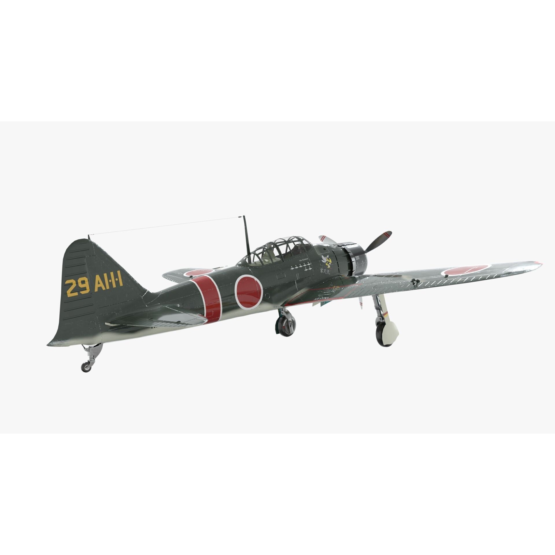 Mitsubishi A6M Zero - Low-Poly Game-Ready 3D Model - View 16