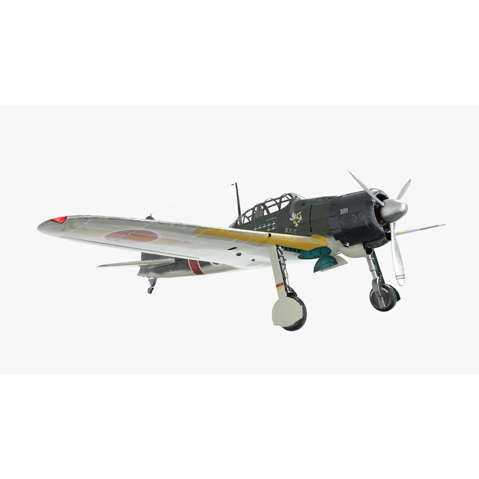 Mitsubishi A6M Zero - Low-Poly Game-Ready 3D Model - View 17