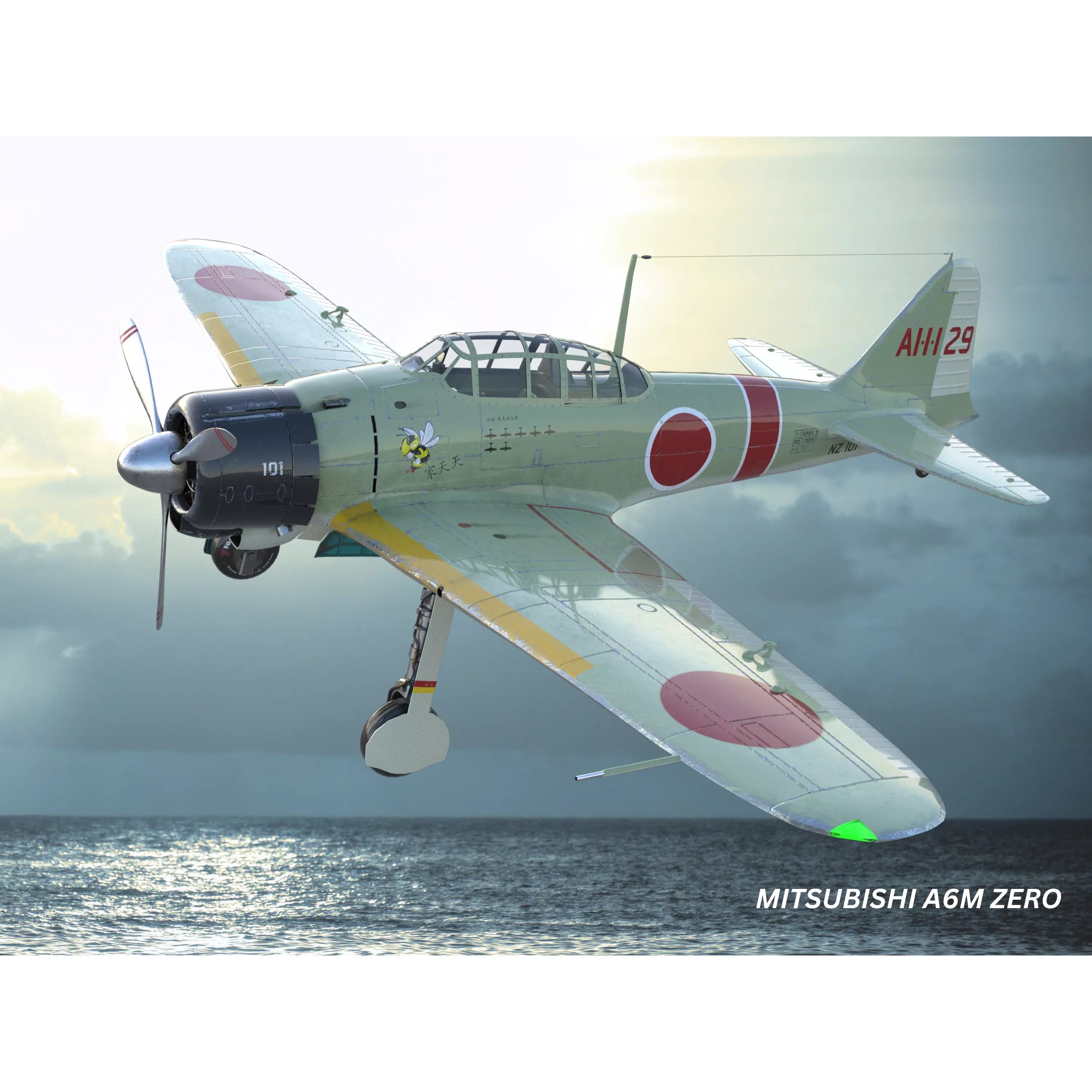 Mitsubishi A6M Zero - Low-Poly Game-Ready 3D Model - View 2