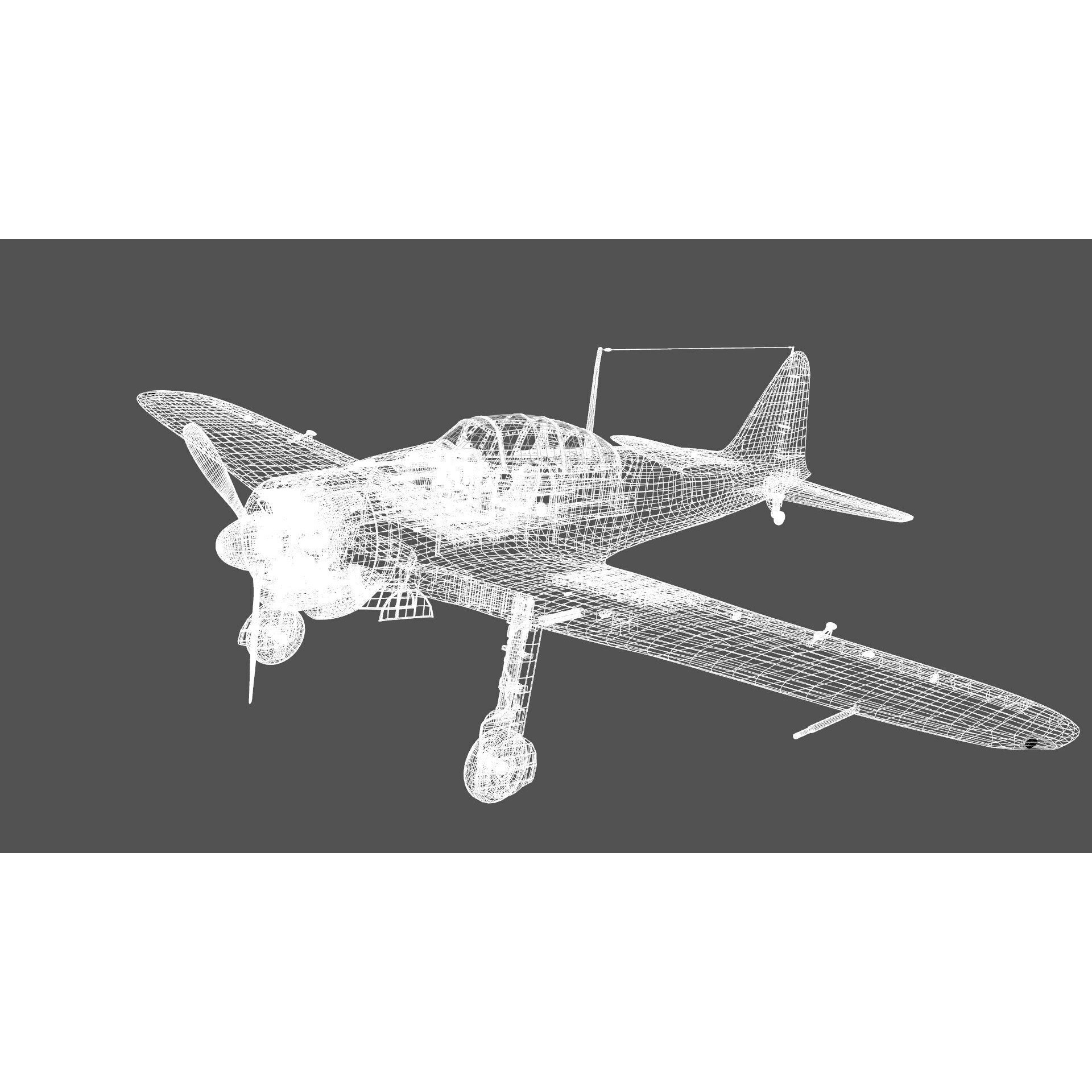 Mitsubishi A6M Zero - Low-Poly Game-Ready 3D Model - View 23