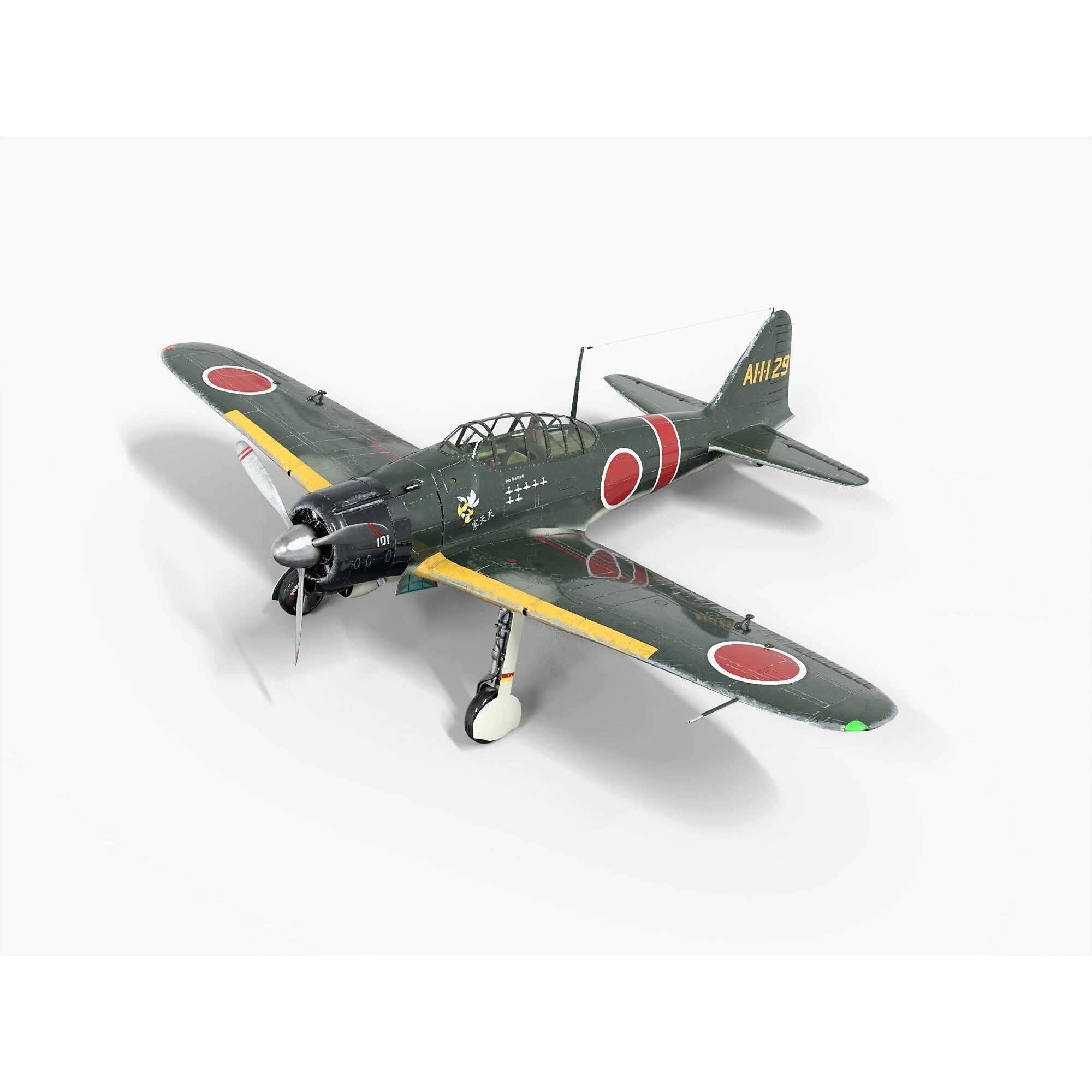 Mitsubishi A6M Zero - Low-Poly Game-Ready 3D Model - View 3