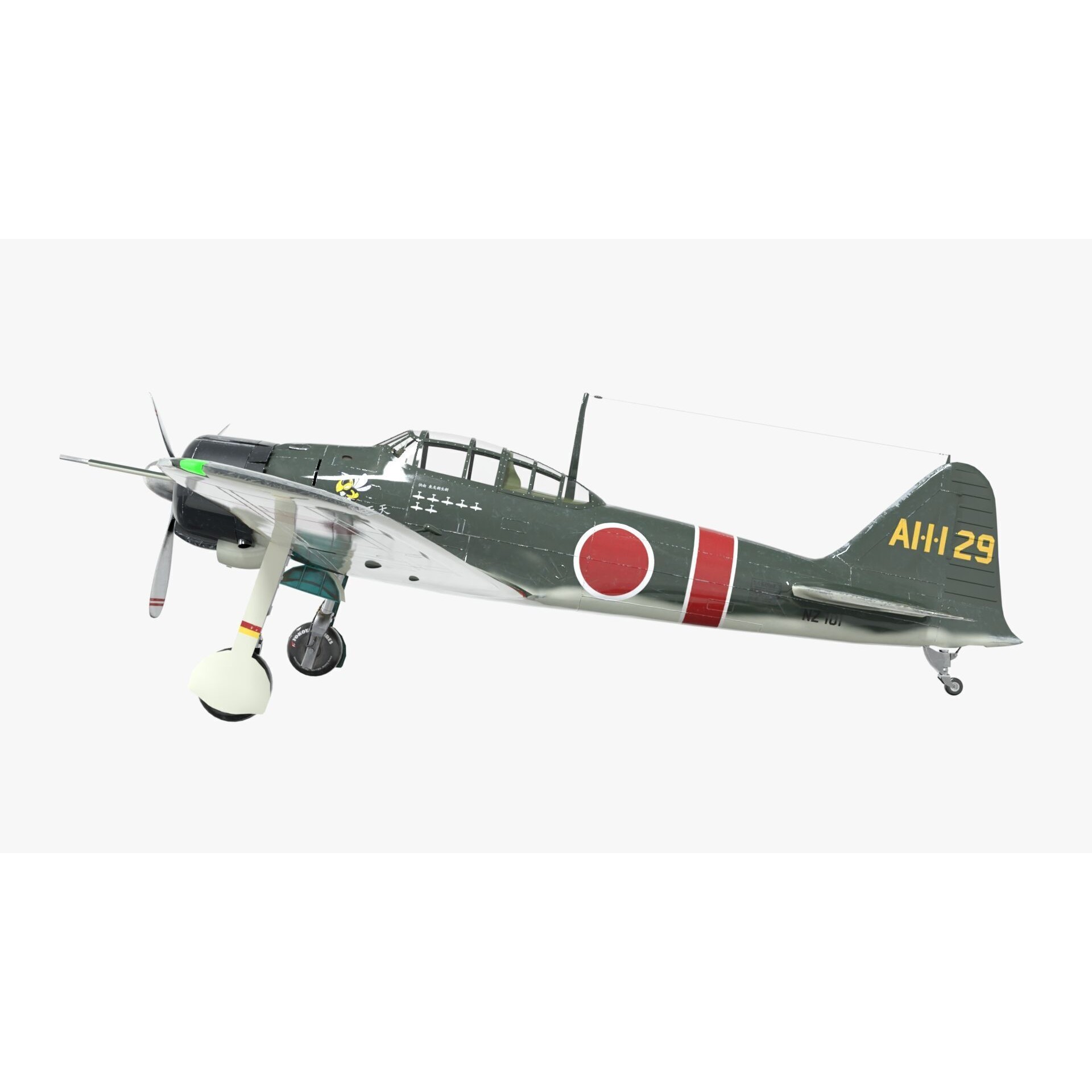 Mitsubishi A6M Zero - Low-Poly Game-Ready 3D Model - View 4