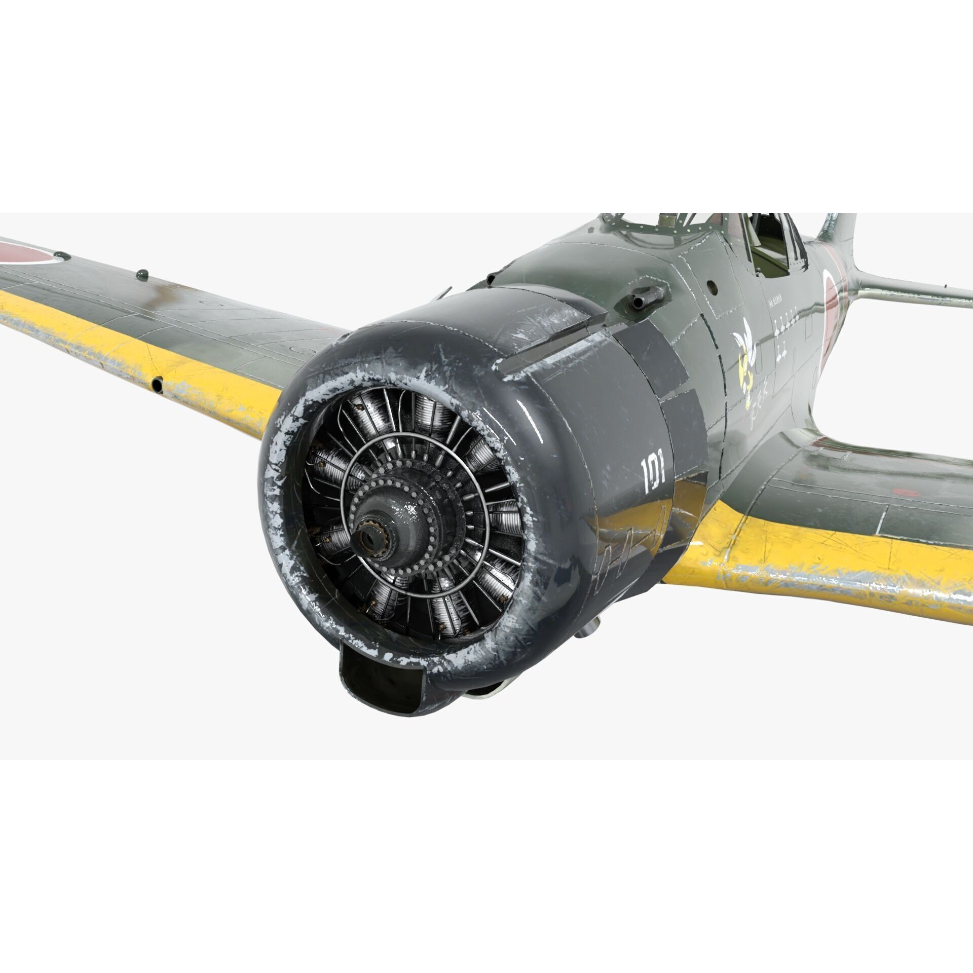 Mitsubishi A6M Zero - Low-Poly Game-Ready 3D Model - View 7