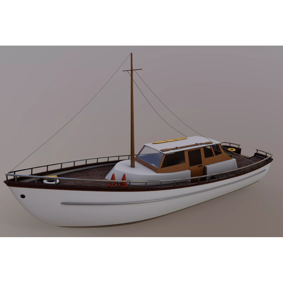 Motor Yacht 3D Model – Luxurious Recreational Watercraft, FBX - View 2