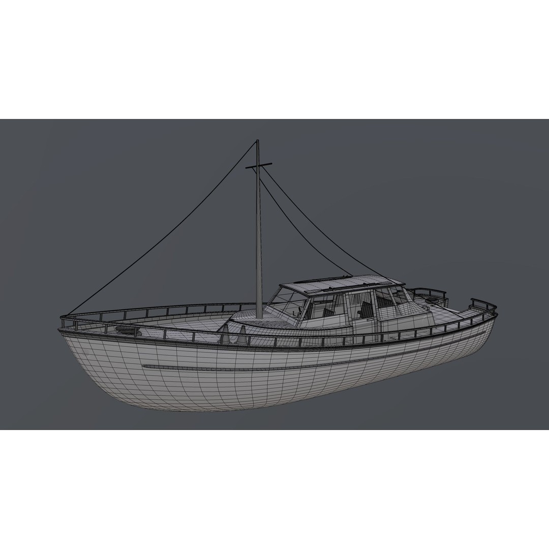 Motor Yacht 3D Model – Luxurious Recreational Watercraft, FBX - View 3