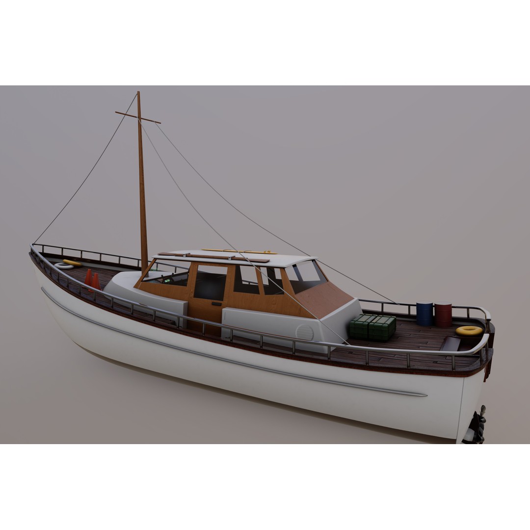 Motor Yacht 3D Model – Luxurious Recreational Watercraft, FBX - View 4