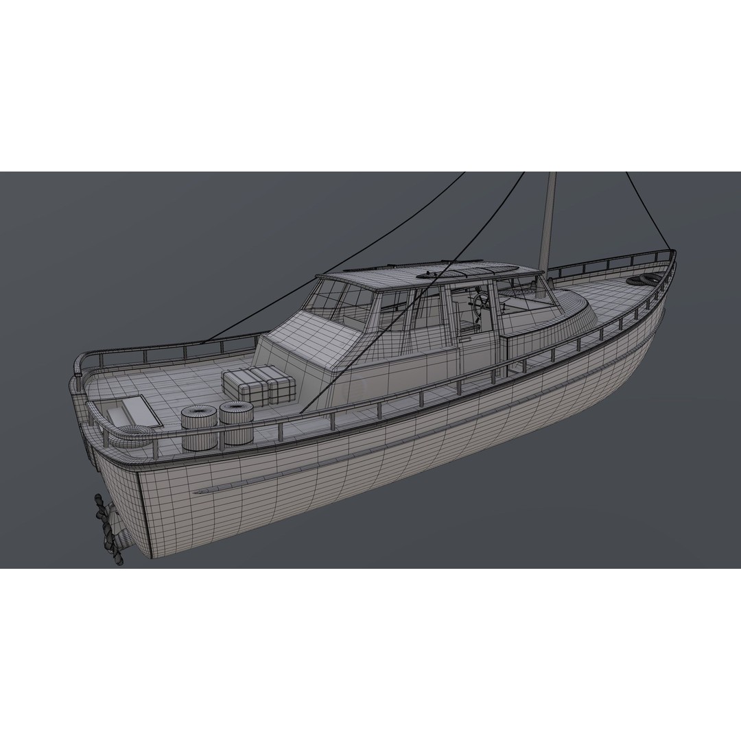 Motor Yacht 3D Model – Luxurious Recreational Watercraft, FBX - View 5