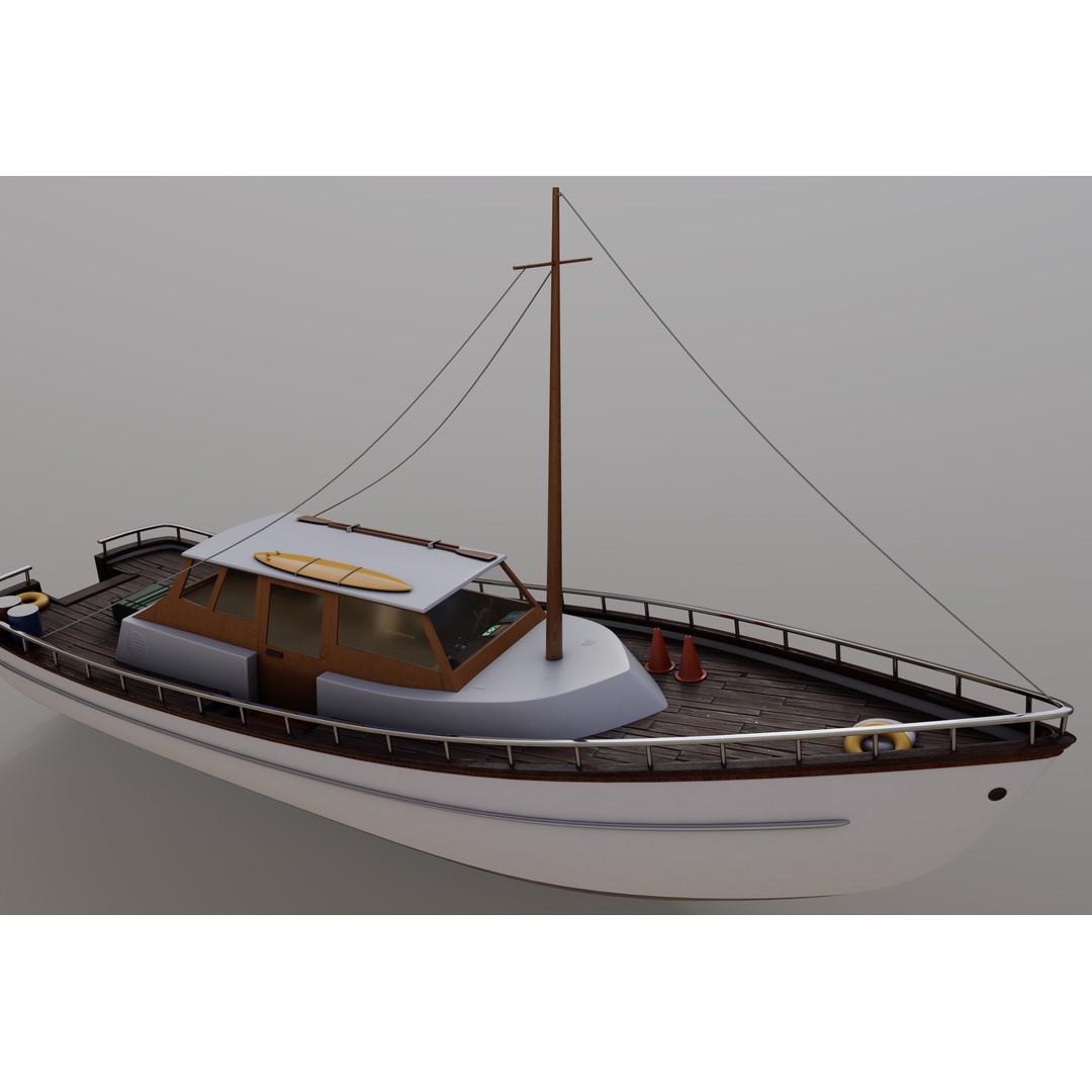 Motor Yacht 3D Model – Luxurious Recreational Watercraft, FBX - View 6