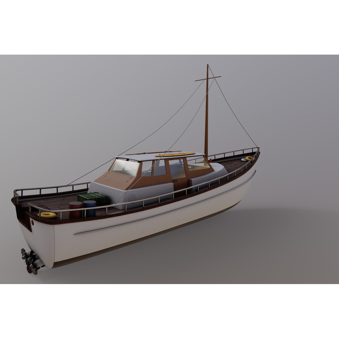 Motor Yacht 3D Model – Luxurious Recreational Watercraft, FBX - View 7