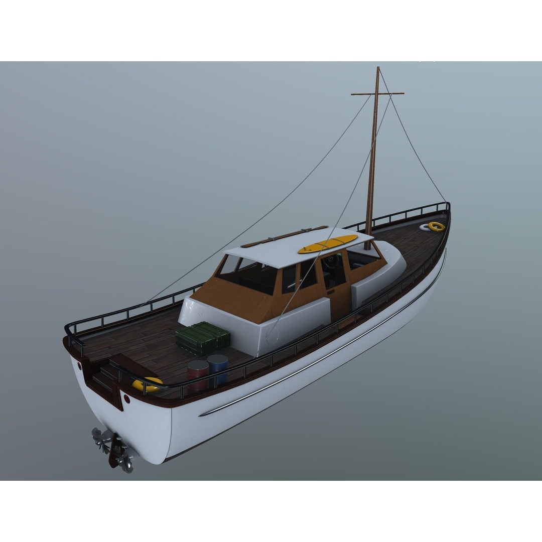 Motor Yacht 3D Model – Luxurious Recreational Watercraft, FBX - View 9