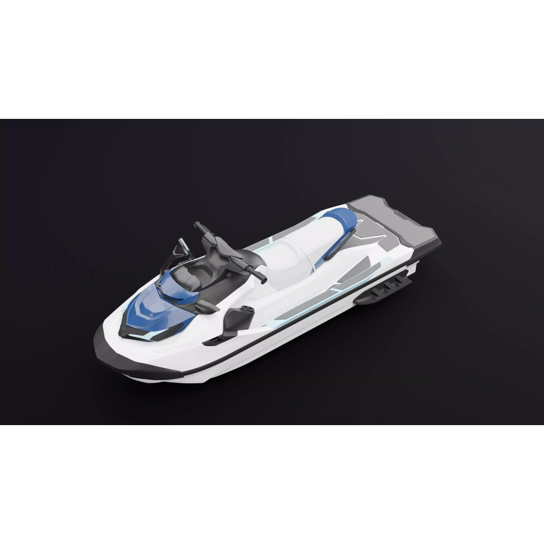 Jet Ski Boat 3D Model – High Poly Watercraft with PBR Textures - View 8