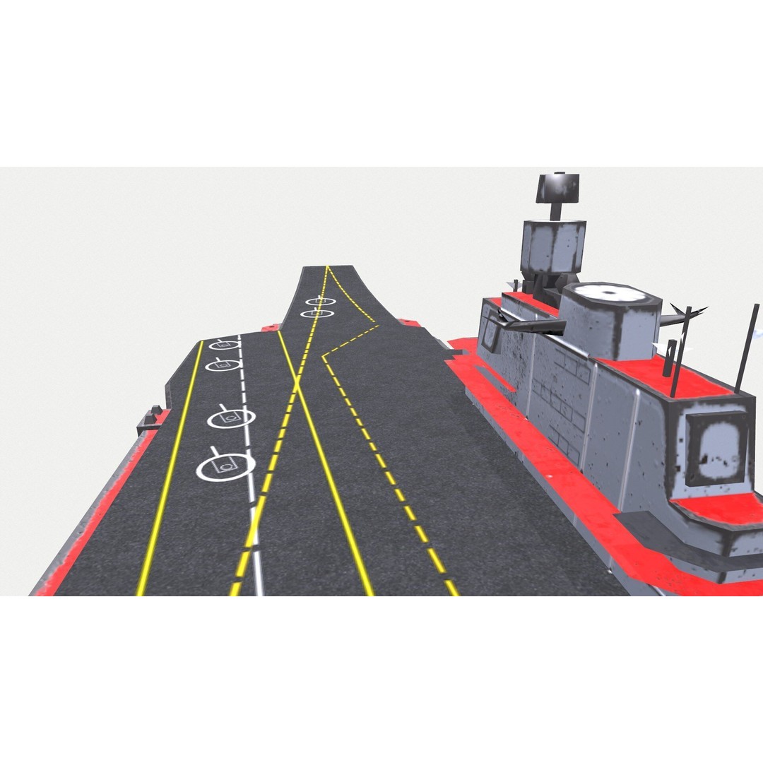Aircraft Carrier 3D Model – Low Poly PBR Game Asset, FBX, OBJ - View 12