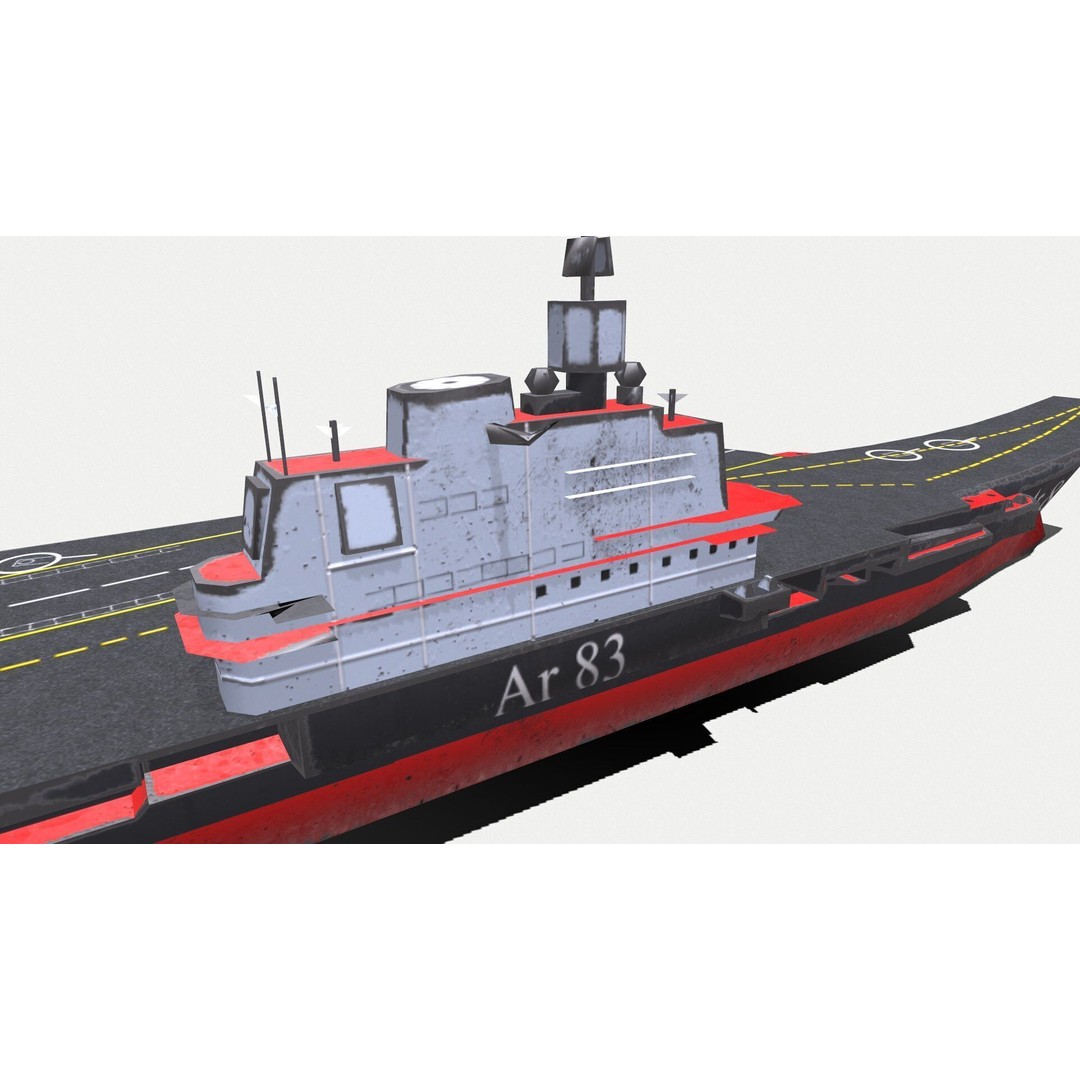 Aircraft Carrier 3D Model – Low Poly PBR Game Asset, FBX, OBJ - View 13