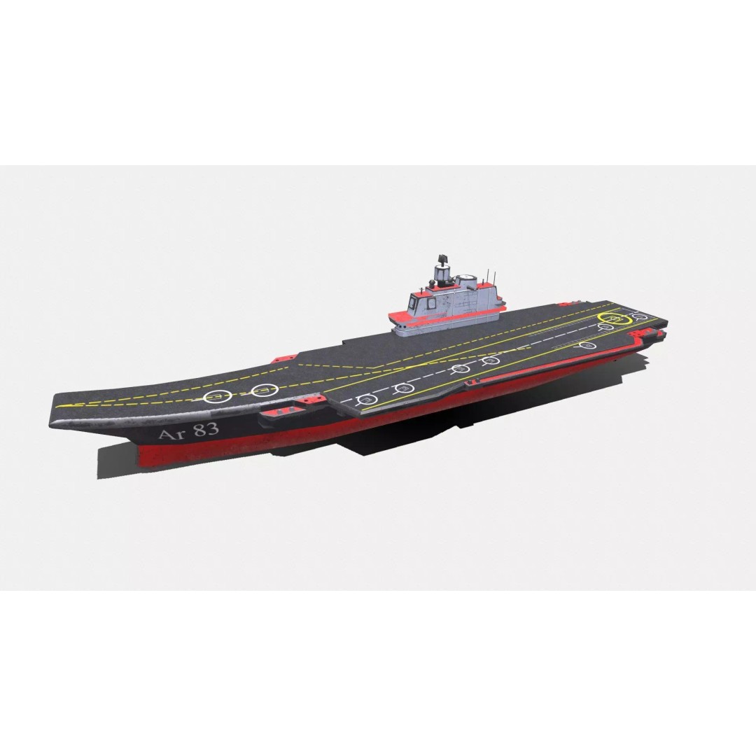 Aircraft Carrier 3D Model – Low Poly PBR Game Asset, FBX, OBJ - View 2
