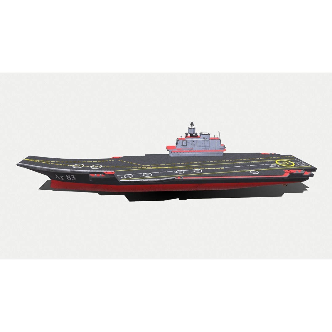 Aircraft Carrier 3D Model – Low Poly PBR Game Asset, FBX, OBJ - View 3