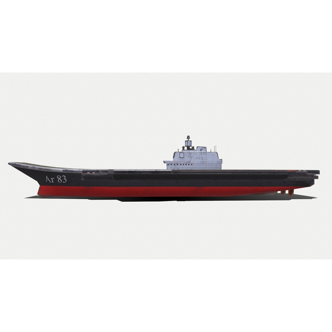 Aircraft Carrier 3D Model – Low Poly PBR Game Asset, FBX, OBJ - View 4