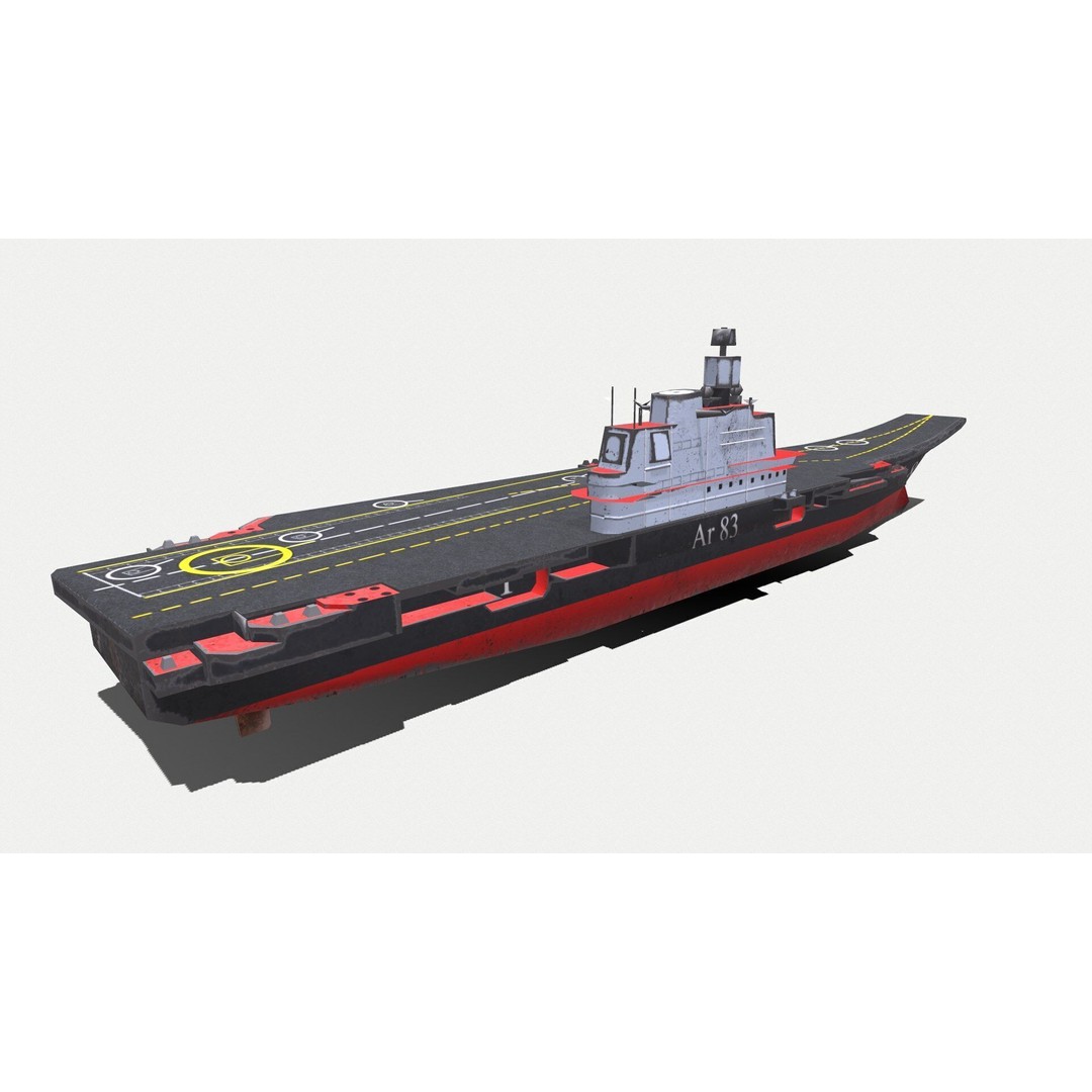 Aircraft Carrier 3D Model – Low Poly PBR Game Asset, FBX, OBJ - View 7