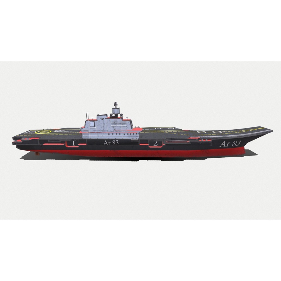 Aircraft Carrier 3D Model – Low Poly PBR Game Asset, FBX, OBJ - View 8