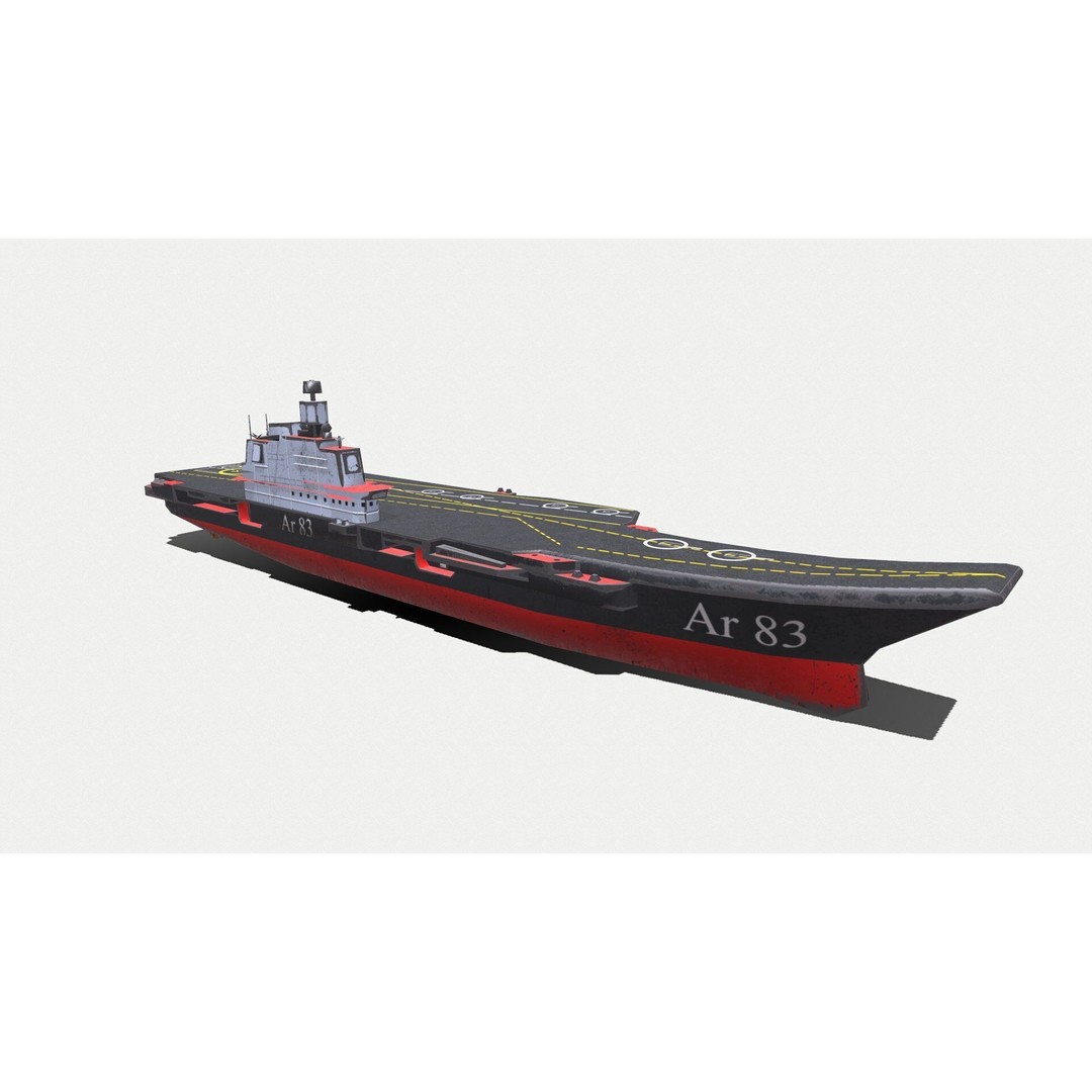 Aircraft Carrier 3D Model – Low Poly PBR Game Asset, FBX, OBJ - View 9