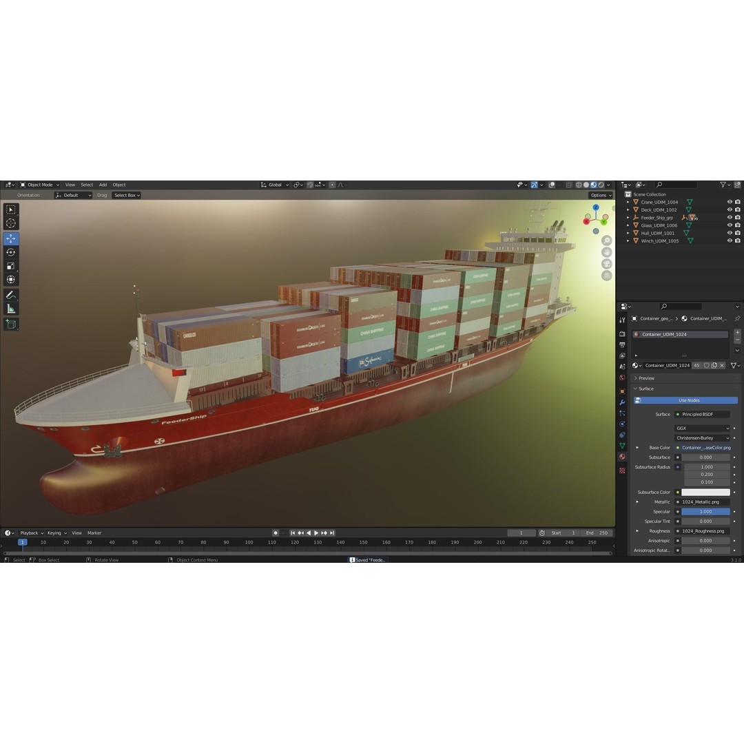 Container Feeder 3D Model – High-Quality Ship Asset, PBR Textures - View 16