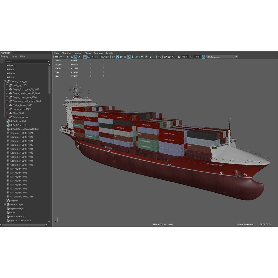 Container Feeder 3D Model – High-Quality Ship Asset, PBR Textures - View 17