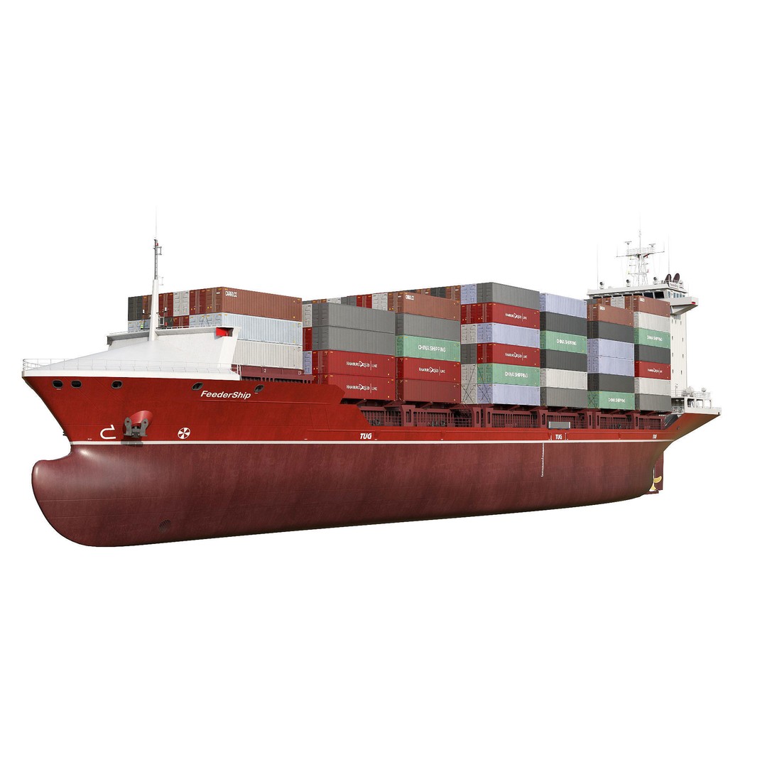 Container Feeder 3D Model – High-Quality Ship Asset, PBR Textures - View 3