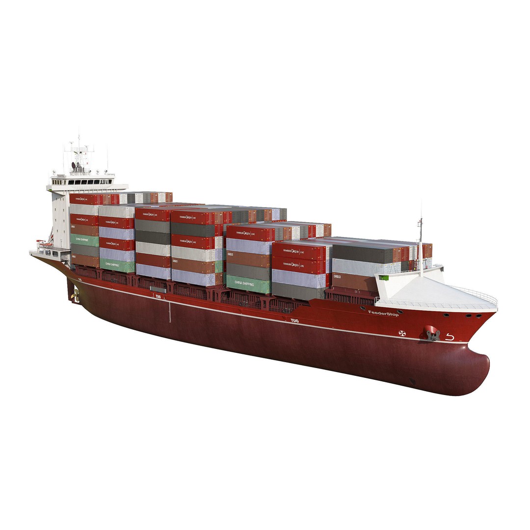 Container Feeder 3D Model – High-Quality Ship Asset, PBR Textures - View 7