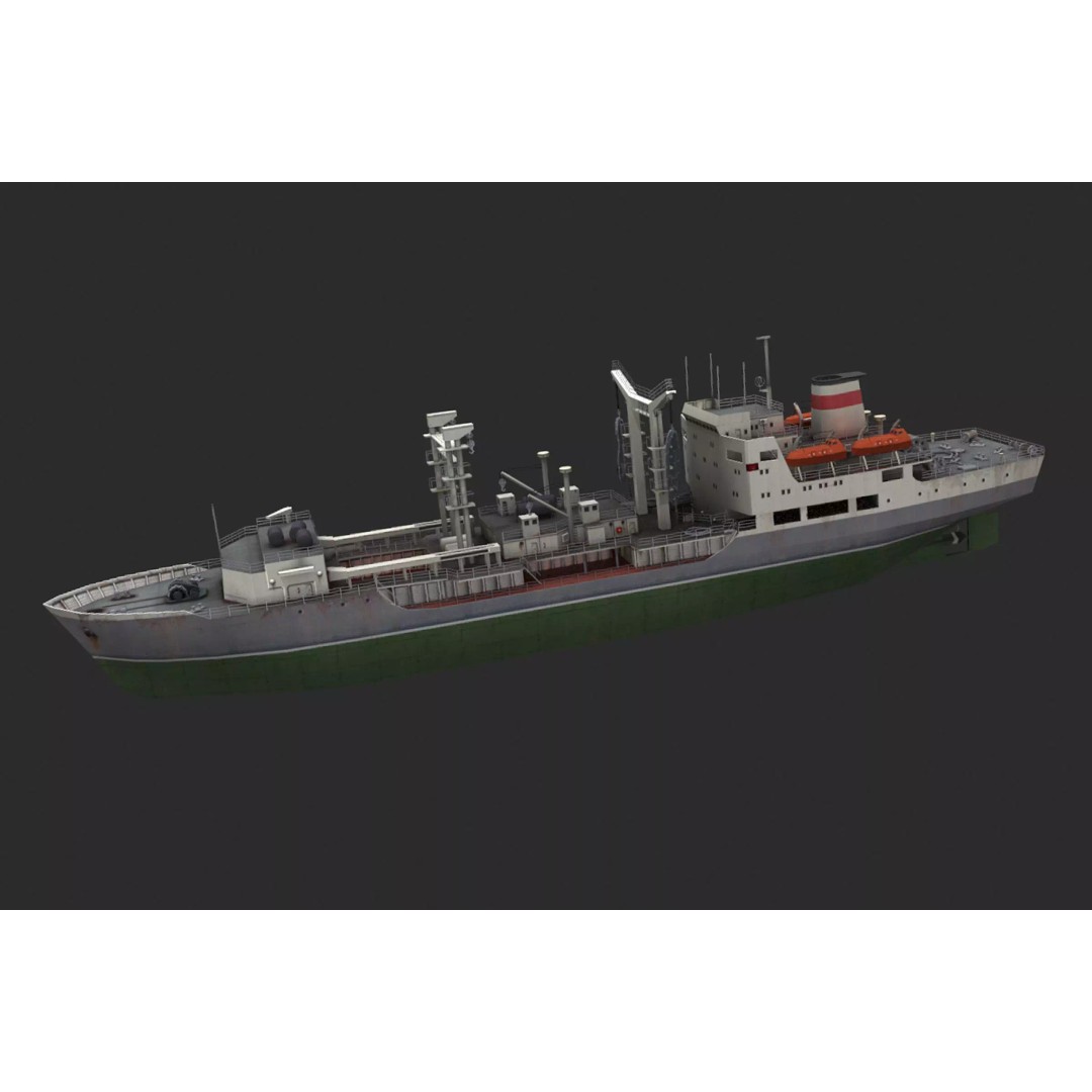 Dubna-Tanker 3D Model – Low Poly Industrial Watercraft, PBR Textures - View 2