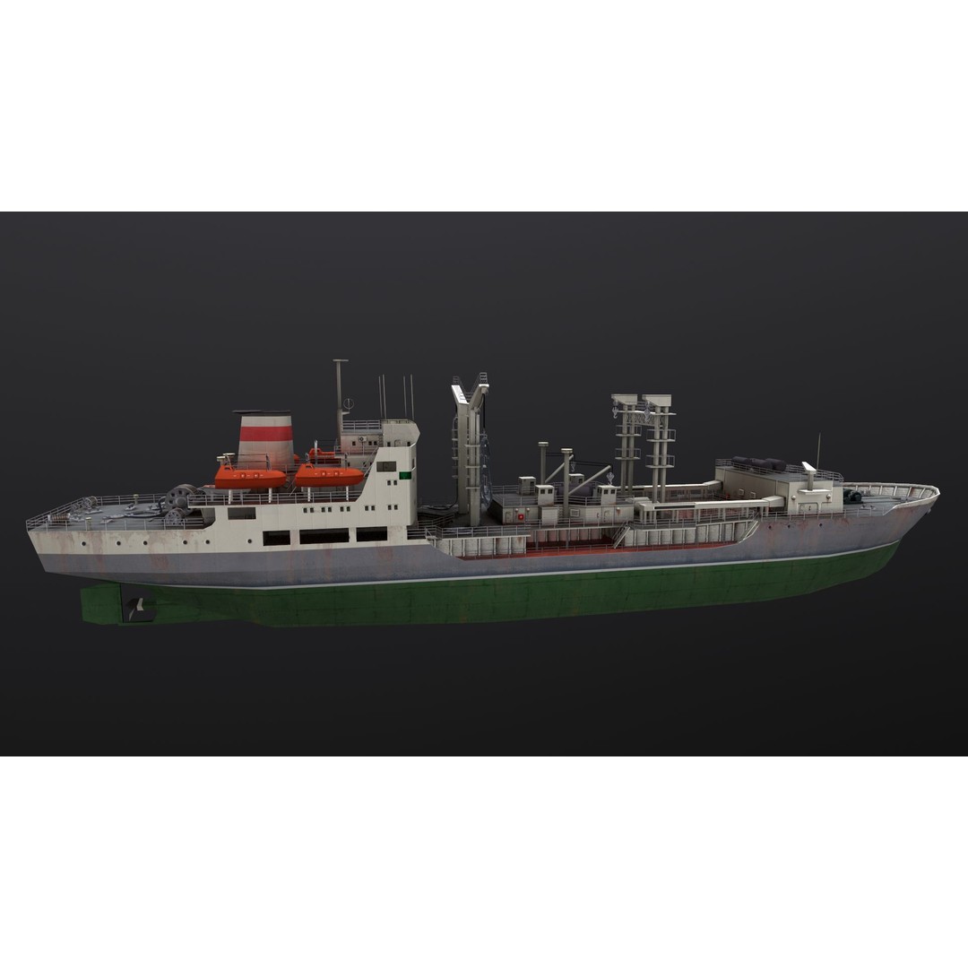 Dubna-Tanker 3D Model – Low Poly Industrial Watercraft, PBR Textures - View 4