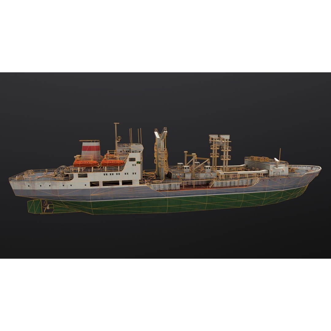 Dubna-Tanker 3D Model – Low Poly Industrial Watercraft, PBR Textures - View 7