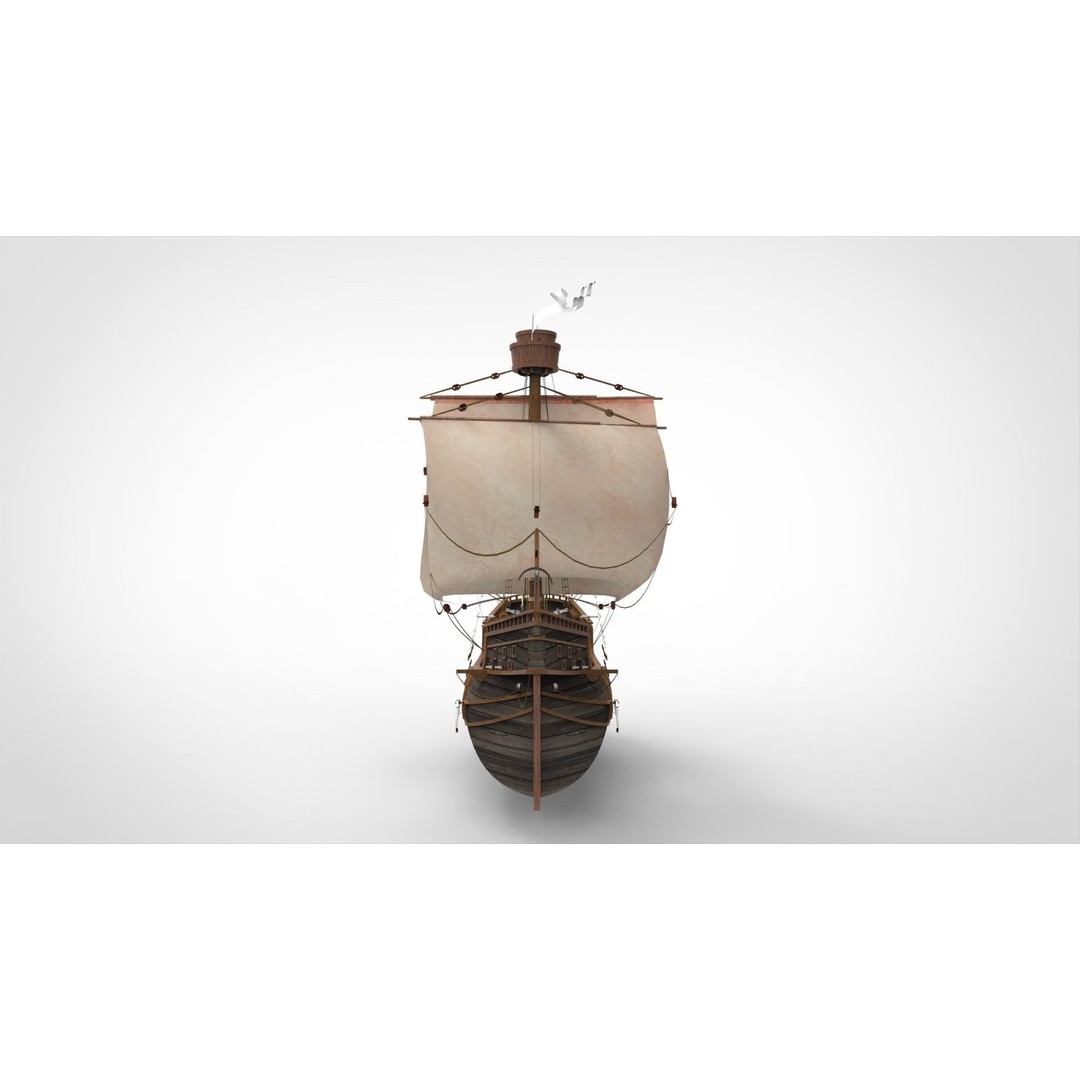 Sailing Ship 3D Model – Historic Nautical Vessel, FBX, PBR - View 5