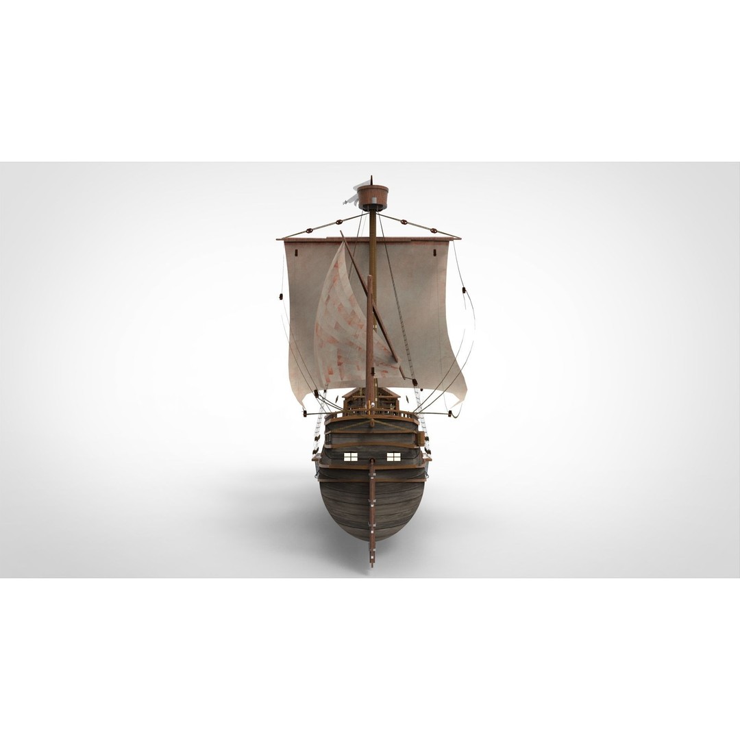 Sailing Ship 3D Model – Historic Nautical Vessel, FBX, PBR - View 6