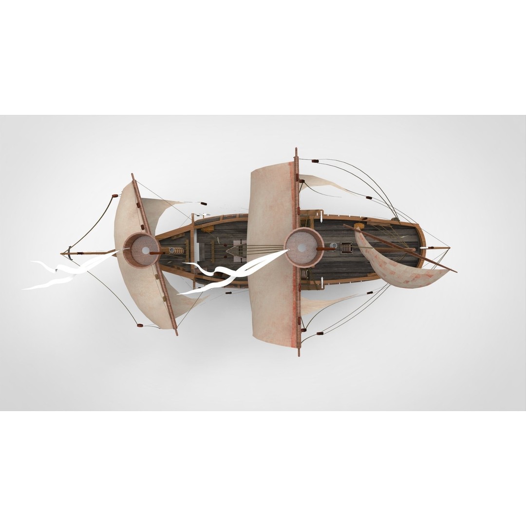 Sailing Ship 3D Model – Historic Nautical Vessel, FBX, PBR - View 8