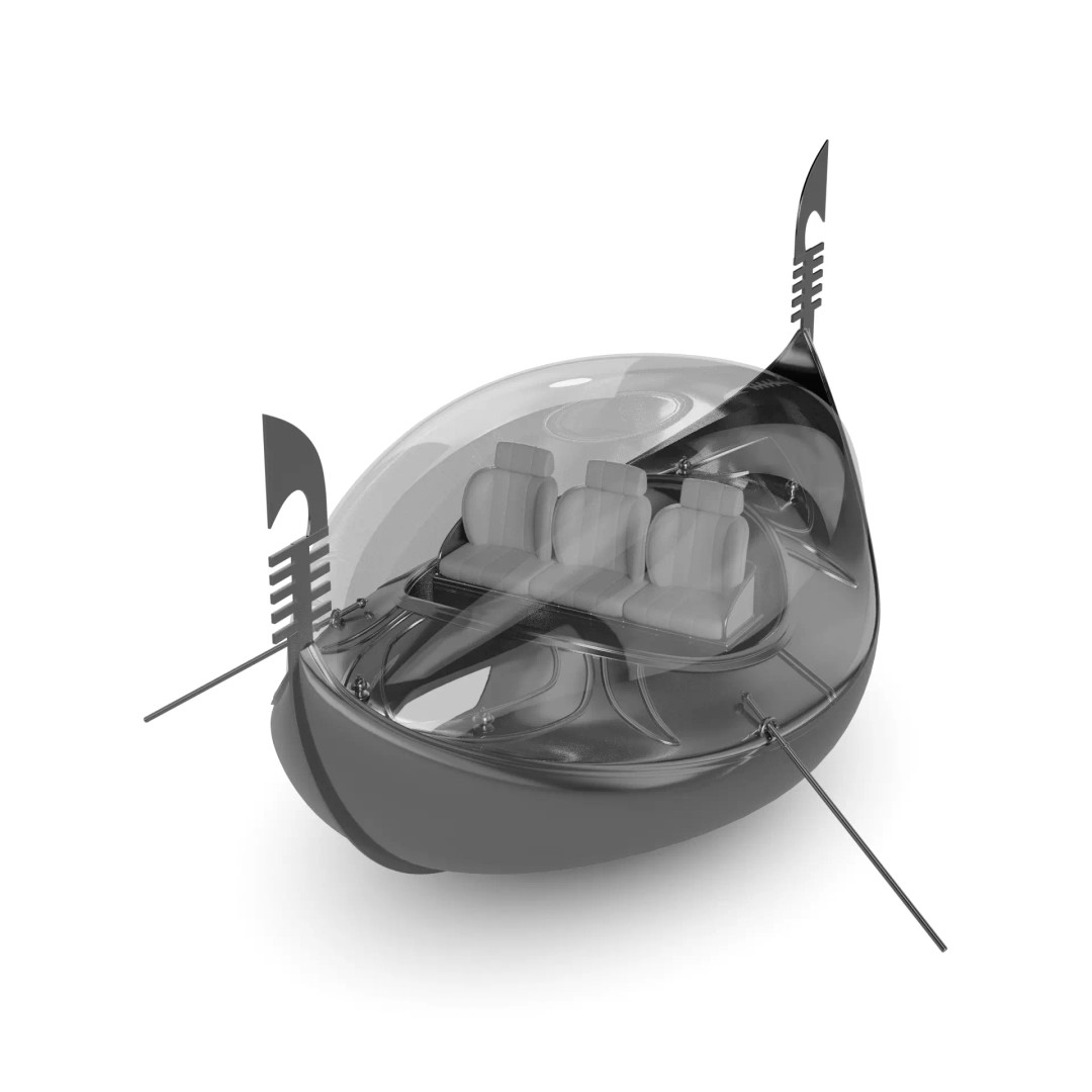 Venetian Gondola 3D Model – Futuristic Watercraft with PBR Textures, FBX