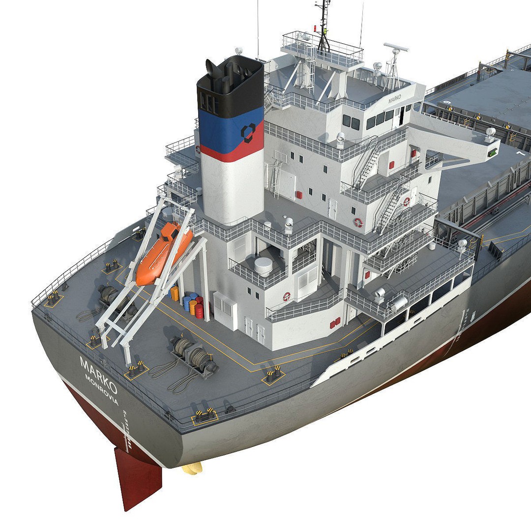 Bulk Carrier 3D Model – Realistic Industrial Vessel, FBX, OBJ - View 10