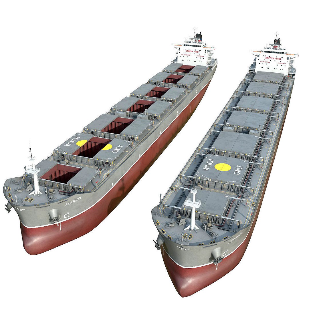 Bulk Carrier 3D Model – Realistic Industrial Vessel, FBX, OBJ - View 11