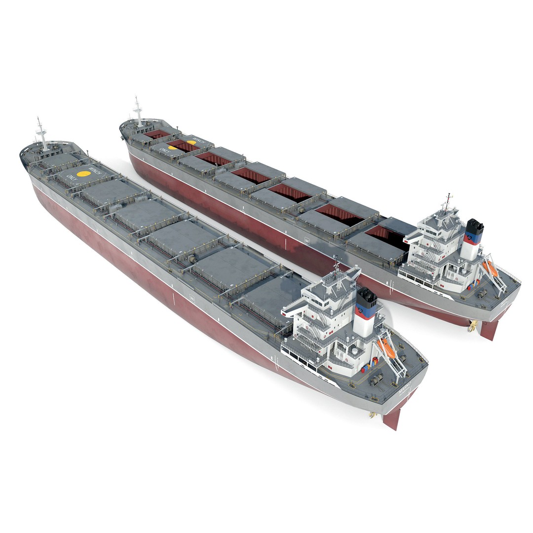 Bulk Carrier 3D Model – Realistic Industrial Vessel, FBX, OBJ - View 12