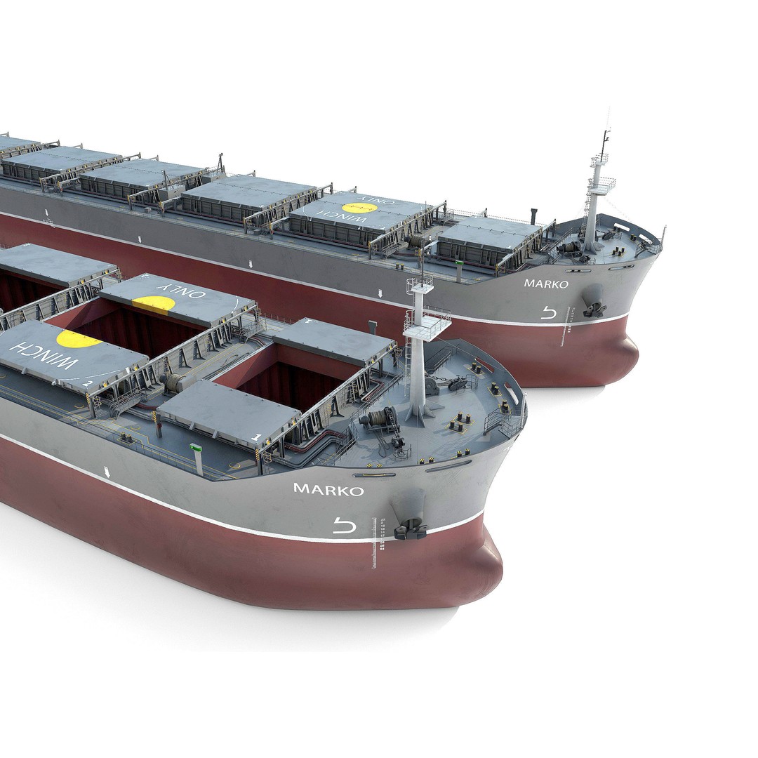 Bulk Carrier 3D Model – Realistic Industrial Vessel, FBX, OBJ - View 13