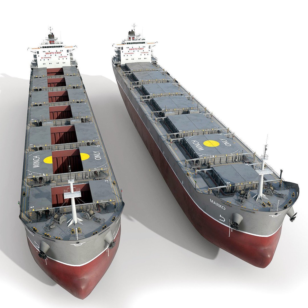 Bulk Carrier 3D Model – Realistic Industrial Vessel, FBX, OBJ - View 2