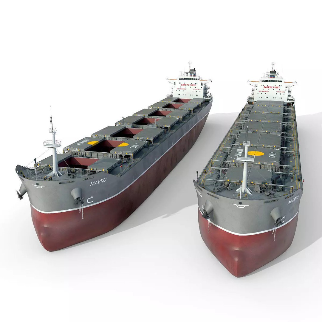 Bulk Carrier 3D Model – Realistic Industrial Vessel, FBX, OBJ - View 3