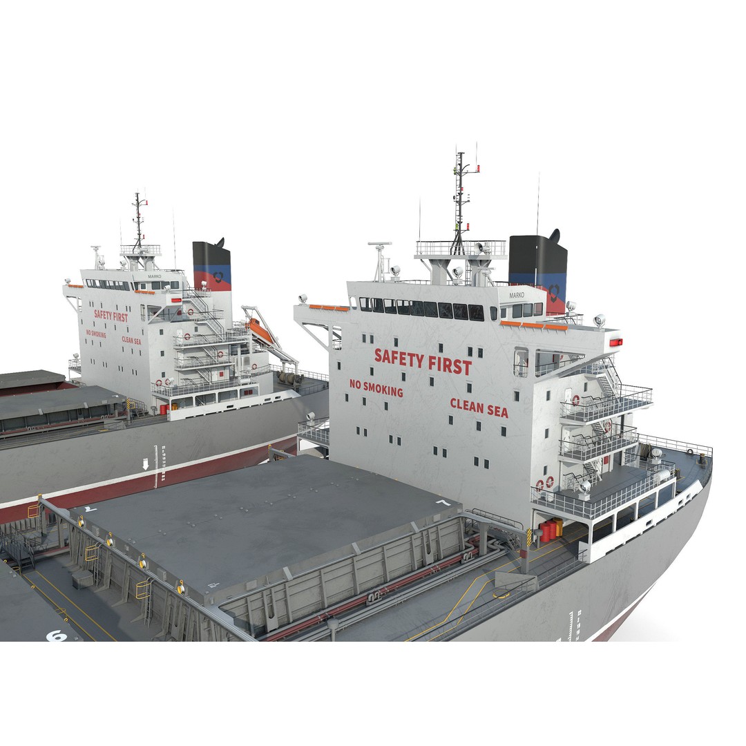Bulk Carrier 3D Model – Realistic Industrial Vessel, FBX, OBJ - View 8