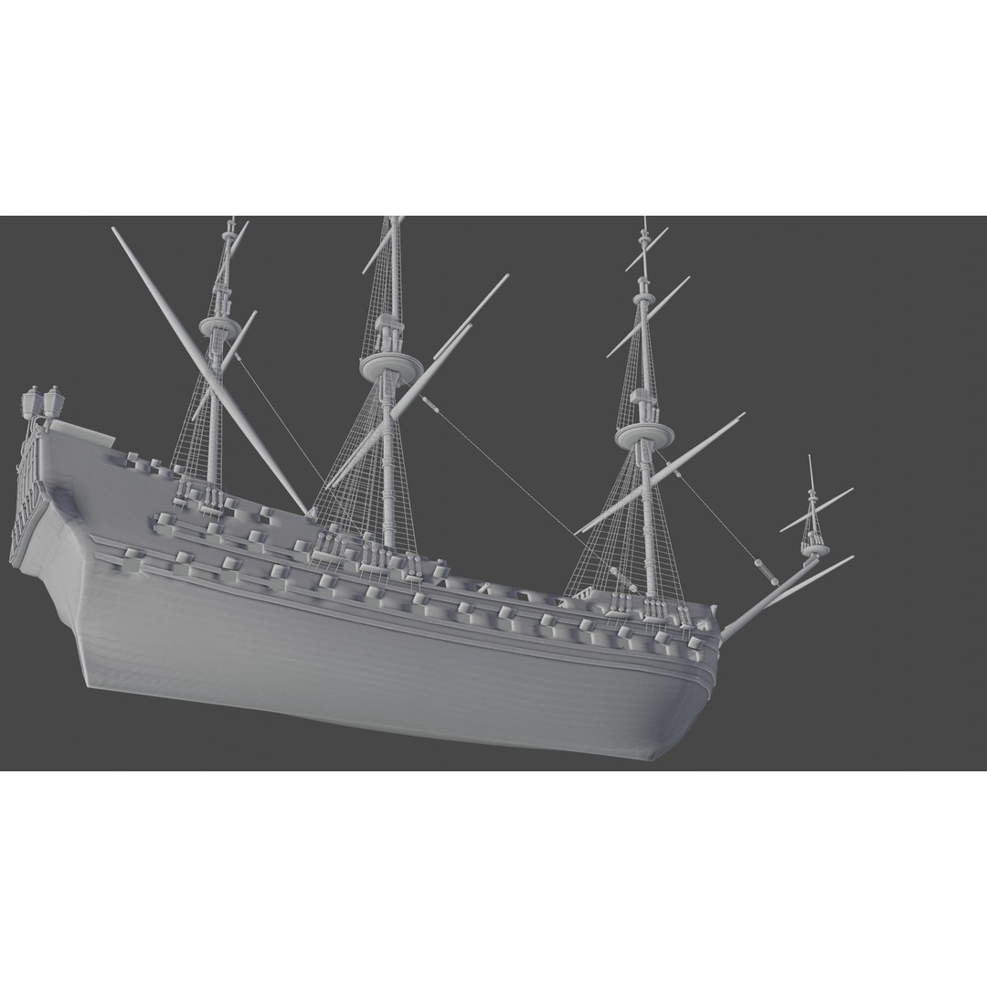 Pirate Ship 3D Model – Historic Watercraft with PBR Textures, FBX - View 11