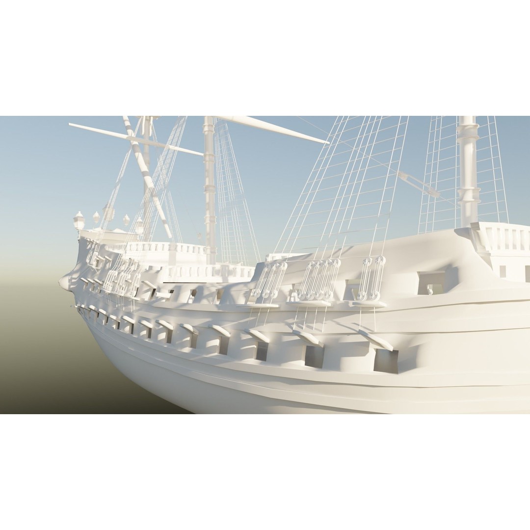 Pirate Ship 3D Model – Historic Watercraft with PBR Textures, FBX - View 13
