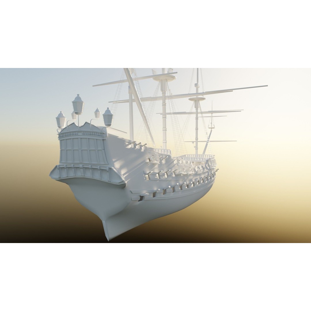 Pirate Ship 3D Model – Historic Watercraft with PBR Textures, FBX - View 14