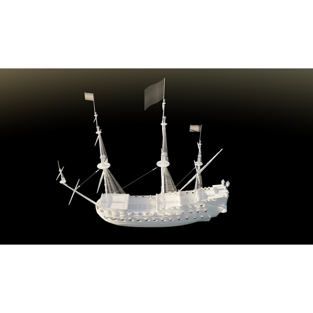 Pirate Ship 3D Model – Historic Watercraft with PBR Textures, FBX - View 17