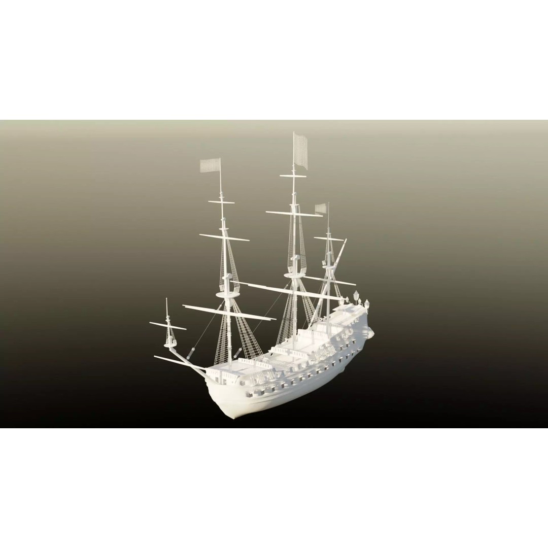 Pirate Ship 3D Model – Historic Watercraft with PBR Textures, FBX - View 2