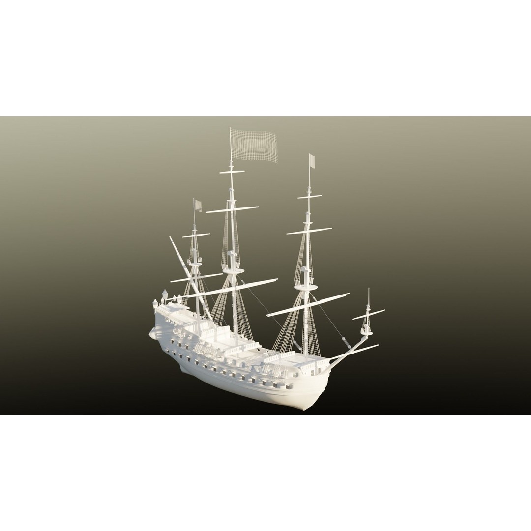 Pirate Ship 3D Model – Historic Watercraft with PBR Textures, FBX - View 4