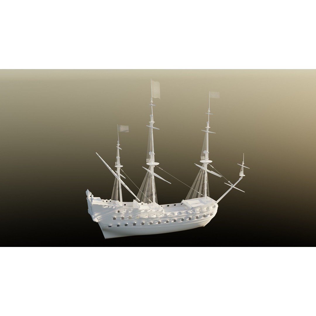Pirate Ship 3D Model – Historic Watercraft with PBR Textures, FBX - View 5