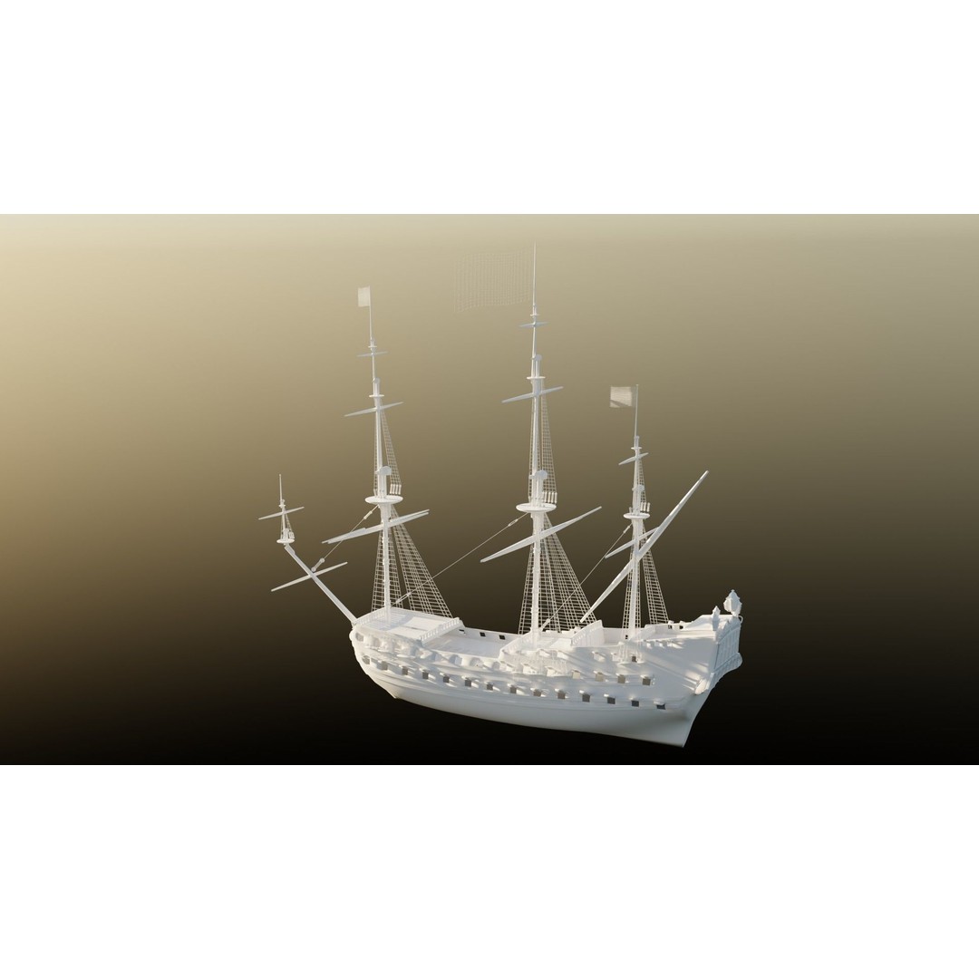 Pirate Ship 3D Model – Historic Watercraft with PBR Textures, FBX - View 6